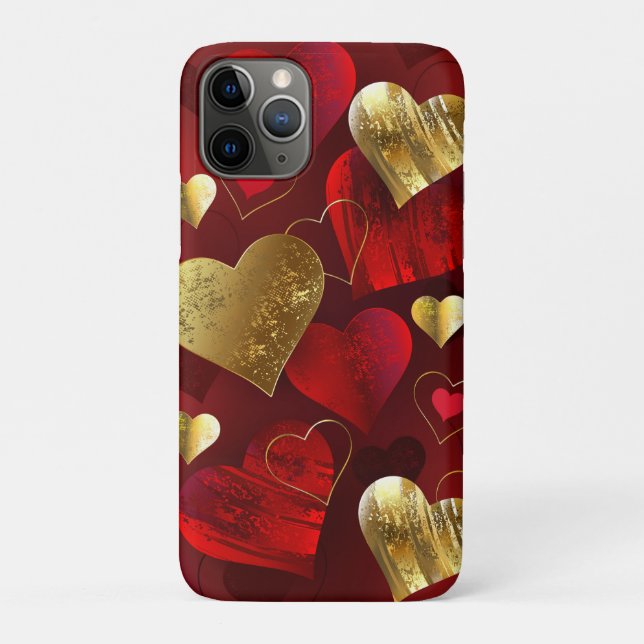 Capa Para iPhone 11 Pro Ouro e namorados vermelhos (Verso)