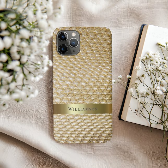 Capa Para iPhone 11 Pro Ouro Snakeskin Digital Couve Dourada (Criador carregado)
