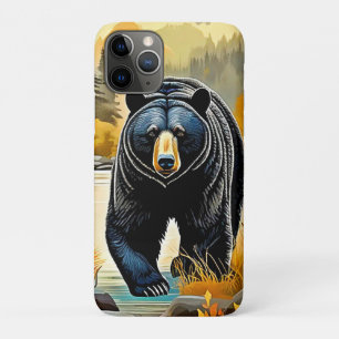 Capa Para iPhone 11 Pro Outono do Urso Negro Florestal