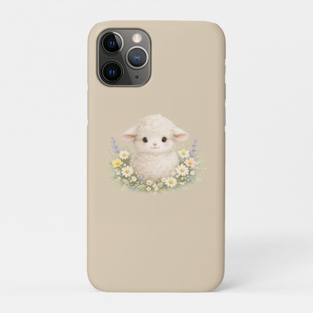 Capa Para iPhone 11 Pro Ovelhas Caprichosas e Flores Silvestres para um Ch (Verso)