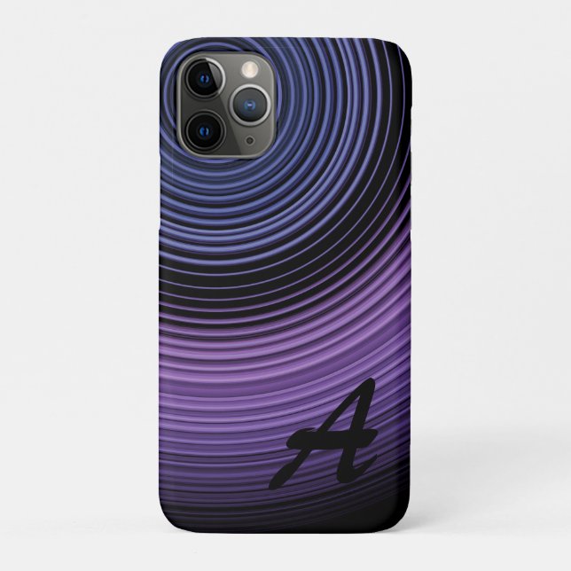 Capa Para iPhone 11 Pro Padrão Abstrato Azul Monogramado Contemporâneo (Verso)