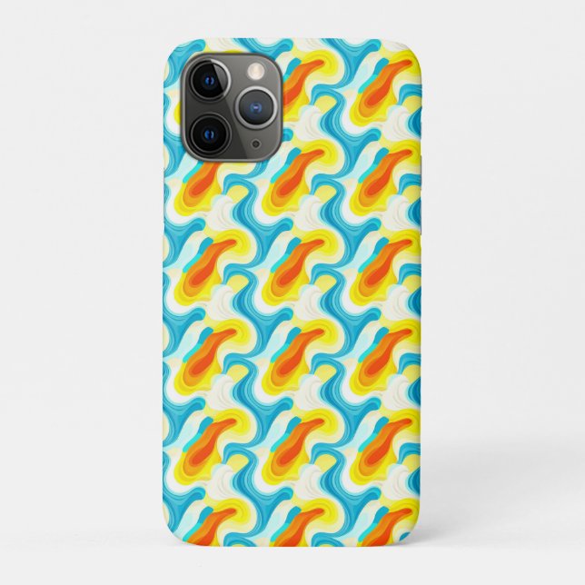 Capa Para iPhone 11 Pro Padrão Abstrato Colorido Ondulado (Verso)