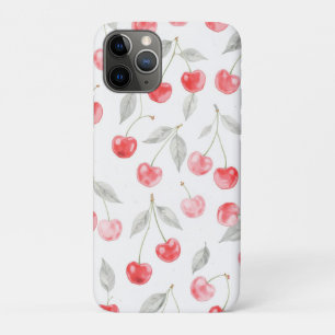 Capa Para iPhone 11 Pro Padrão bonito de fruta de cereja de Aquarela