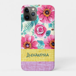 Capa Para iPhone 11 Pro Padrão botânico feminino personalizado e bonito