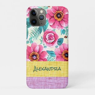 Capa Para iPhone 11 Pro Padrão botânico feminino personalizado e bonito