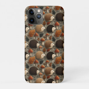 Capa Para iPhone 11 Pro Padrão Caprichoso de Outono comouriço e Cogumelo