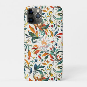 Capa Para iPhone 11 Pro Padrão Colorido De Folha De Paisley Inspirado Na V