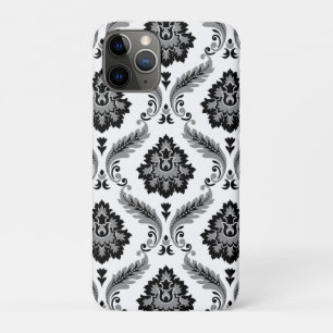 Capa Para iPhone 11 Pro Padrão Damasko Rococó Cinza Preto Branco