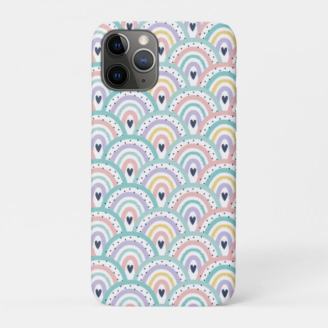 Capa Para iPhone 11 Pro Padrão de Arco-Íris de Pastel Bonito (Verso)