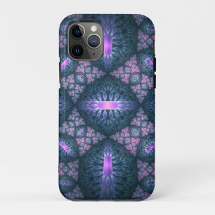 Capa Para iPhone 11 Pro Padrão de arte fractal 3D turquesa roxo rosa