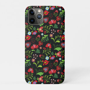 Capa Para iPhone 11 Pro Padrão de Bordado Húngaro Matyo