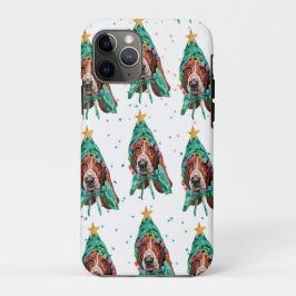 Capa Para iPhone 11 Pro Padrão de cachorro da raça Basset Hound Estrelas N