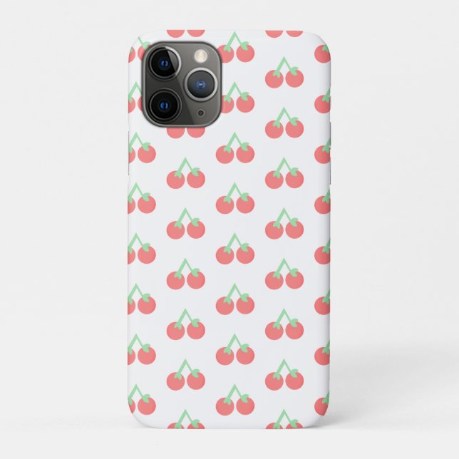 Capa Para iPhone 11 Pro Padrão de Cerejas Rosas (Verso)