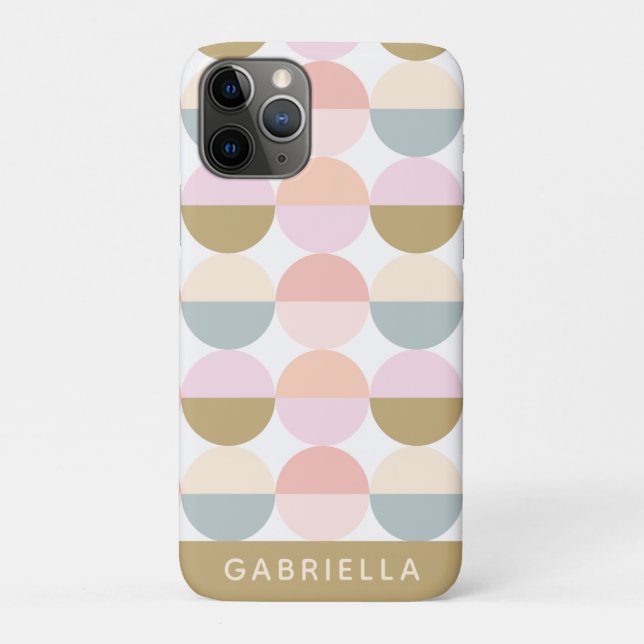 Capa Para iPhone 11 Pro Padrão de Círculos Geométricos do Pastel Personali (Verso)