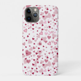 Capa Para iPhone 11 Pro Padrão de Corações Lindos Rosa