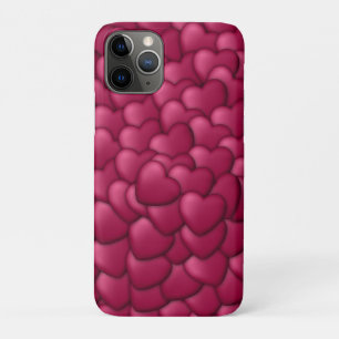 Capa Para iPhone 11 Pro Padrão de Corações Vermelhos Românticos 3D - 32322