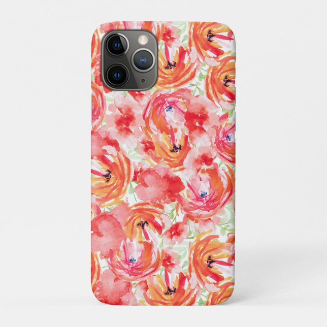Capa Para iPhone 11 Pro Padrão de flor de aquarela vibrante brilhante (Verso)