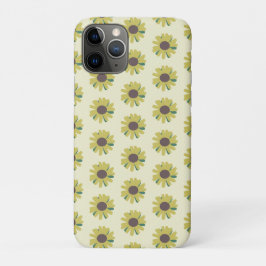 Capa Para iPhone 11 Pro Padrão de Flor Simples Amarela Marrom Verde Girass
