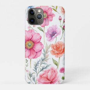 Capa Para iPhone 11 Pro Padrão de Flora de Flores Coloridas de Cores Aquát