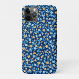 Capa Para iPhone 11 Pro Padrão de Flores Azuis