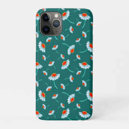 Capa Para iPhone 11 Pro Padrão de Flores de Margarida - Jade Green
