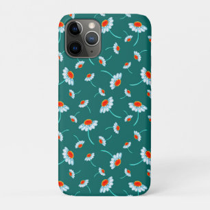 Capa Para iPhone 11 Pro Padrão de Flores de Margarida - Jade Green