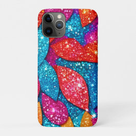 Capa Para iPhone 11 Pro Padrão de Folha de Folha Glitter Espumante