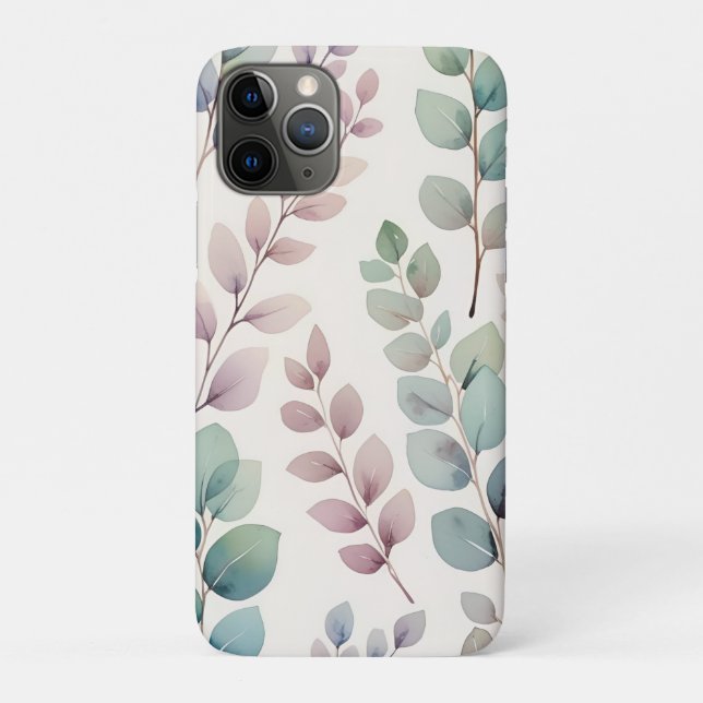 Capa Para iPhone 11 Pro Padrão de Folhas de Eucalipto Bonito de Pastel Sua (Verso)