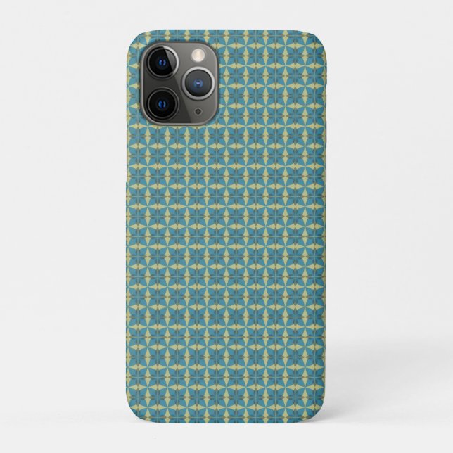 Capa Para iPhone 11 Pro Padrão de folhas simples em azul (Verso)
