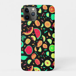 Capa Para iPhone 11 Pro Padrão de Frutas Neon Vibrante