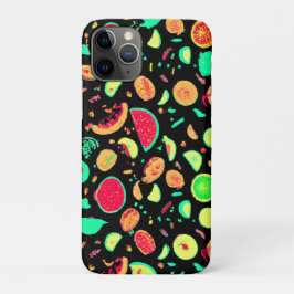 Capa Para iPhone 11 Pro Padrão de Frutas Neon Vibrante