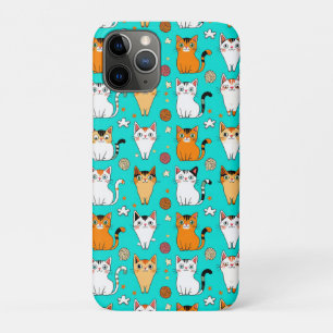 Capa Para iPhone 11 Pro Padrão de Gato Fofo Com Gatos Coloridos, Bolas de 