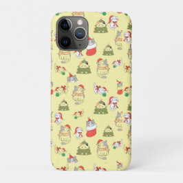 Capa Para iPhone 11 Pro Padrão de Gatos de Natal Fofo – Desi de Férias Fes