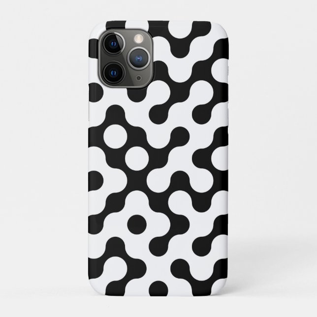 Capa Para iPhone 11 Pro Padrão de labirinto preto e branco fofo (Verso)