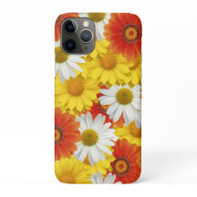 Padrão de margarida amarela e laranja vibrante