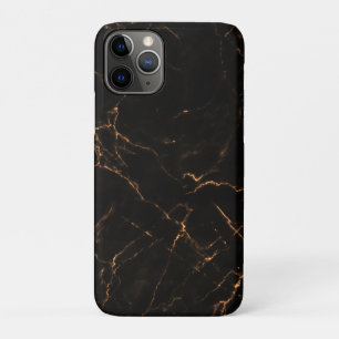Capa Para iPhone 11 Pro Padrão de Mármore de Pedra Preta Elegante
