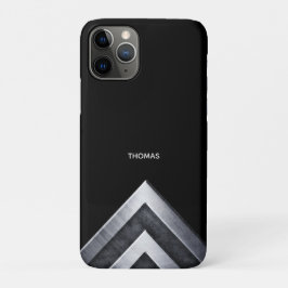Capa Para iPhone 11 Pro Padrão de Metal Prateado Elegante