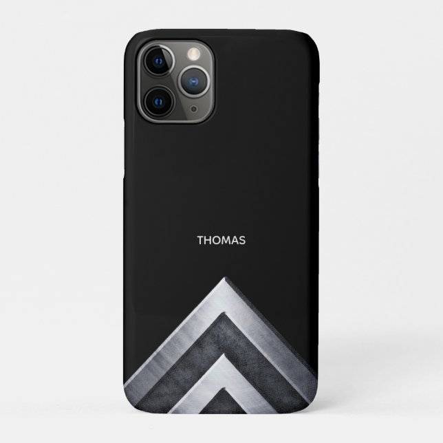 Capa Para iPhone 11 Pro Padrão de Metal Prateado Elegante (Verso)