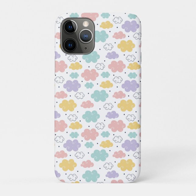 Capa Para iPhone 11 Pro Padrão de Nuvem do Pastel Kawaii (Verso)