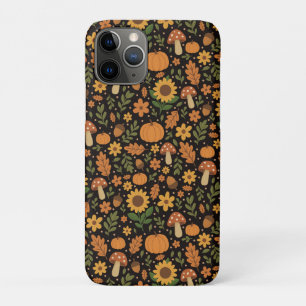 Capa Para iPhone 11 Pro Padrão de Outono Rústico Desenhado à Mão