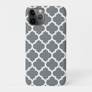 Capa Para iPhone 11 Pro Padrão de Quatrefoil Branco do Charcarboneto Marr