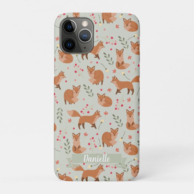 Capa Para iPhone 11 Pro Padrão de Raposa Whimsical (Verso)