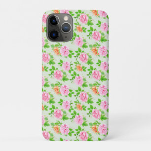 Capa Para iPhone 11 Pro Padrão de Rosas Florais Elegantes Folhas Verdes-23