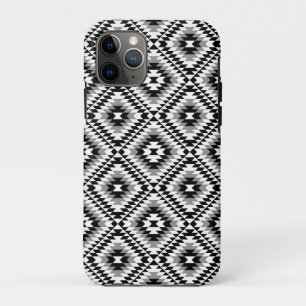 Capa Para iPhone 11 Pro Padrão de Símbolo Aztec Estilizado BW+Cinza