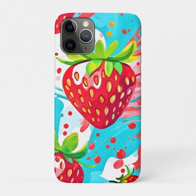 Capa Para iPhone 11 Pro Padrão de Splash de Morango (Verso)