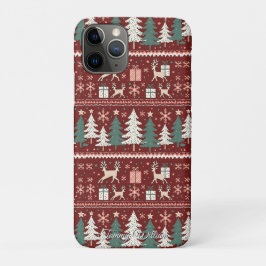 Capa Para iPhone 11 Pro padrão de suéter de natal feio e bonito