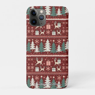 Capa Para iPhone 11 Pro padrão de suéter de natal feio e bonito