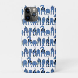 Capa Para iPhone 11 Pro Padrão de Traseros de Cachorro Azul