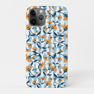 Capa Para iPhone 11 Pro Padrão de vaso azul com videira naval e margarida
