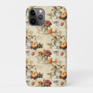 Capa Para iPhone 11 Pro Padrão de Vintage de Ação de Graças Floral (7)